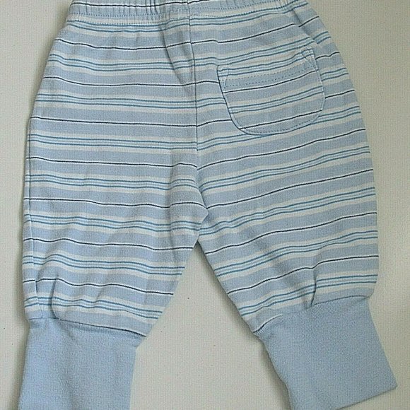 Carters Child of Mine Sweatpants Boys Size 0-3M Blue White Stripe Elastic Jogger - Picture 3 of 5